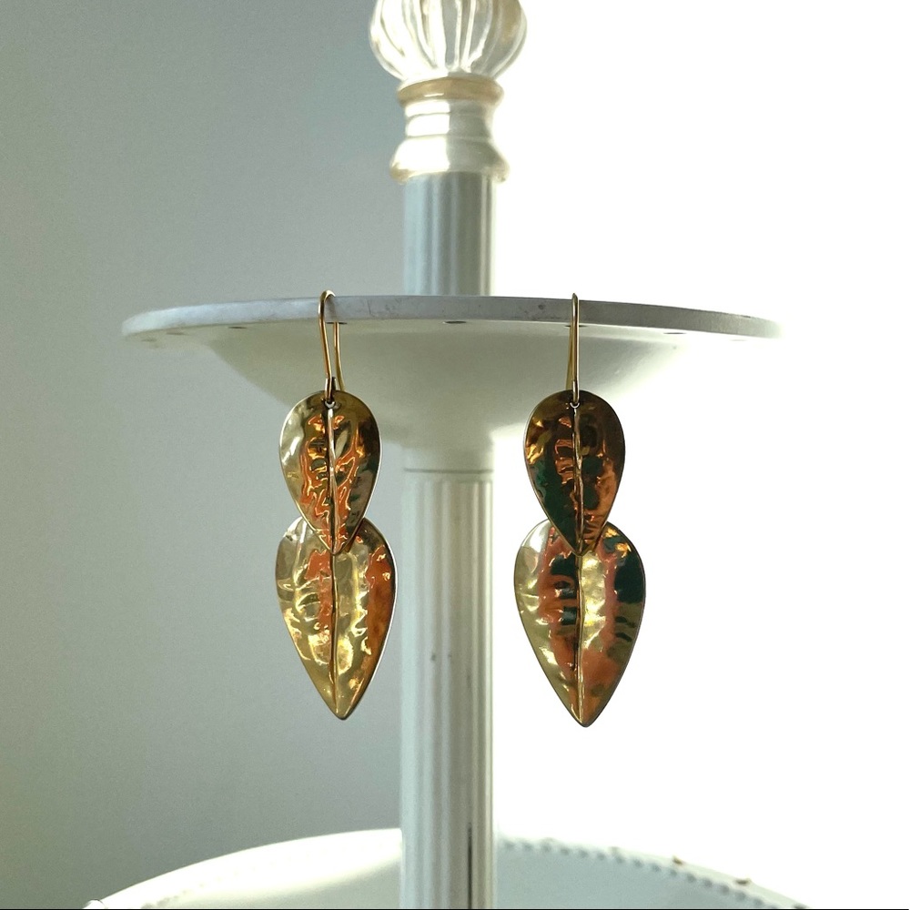 Vintage Monet Gold Leaf Dangle Earrings